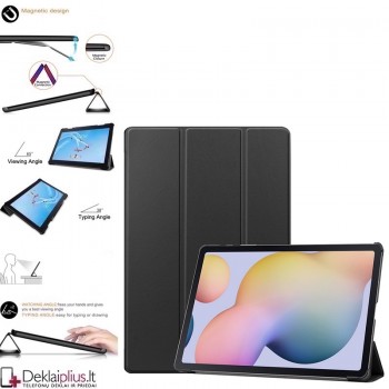 Dirbtinės odos atverčiamas dėklas planšetei - juodas (Samsung Tab S7 Plus (T970/T976)/Tab S8 Plus (SM-X806-Tab S7 FE (T730/T736)